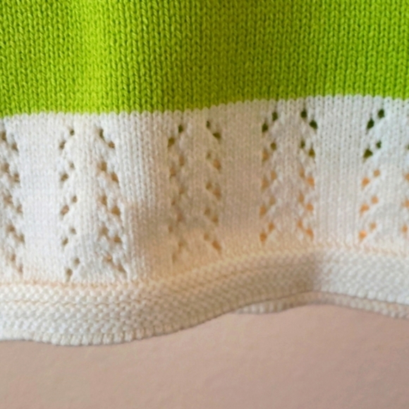 Pu Tian Lime Green/Cream Trimmed Hoodie Sweater Size 6 - Picture 3 of 9